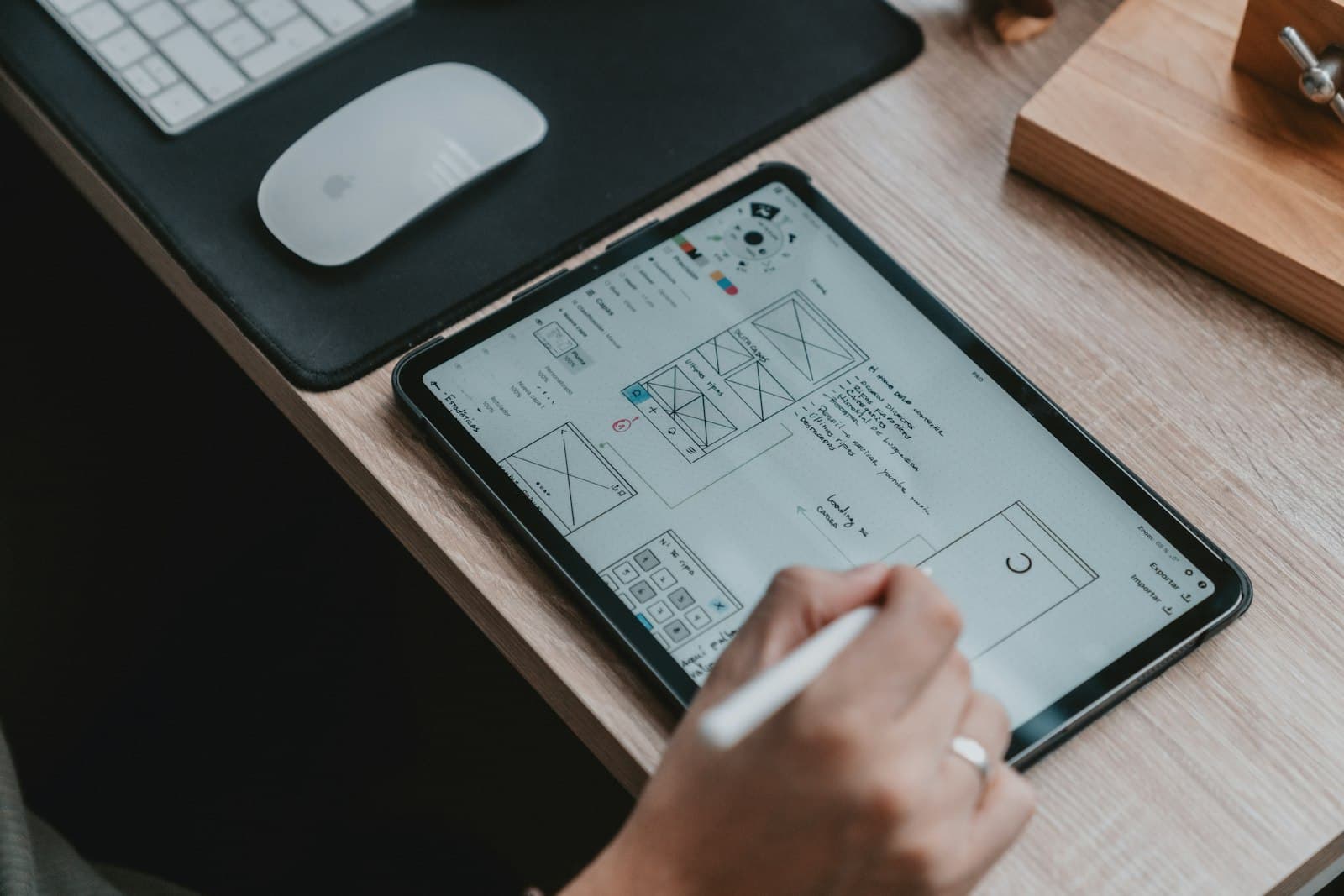UI design sketches and wireframes